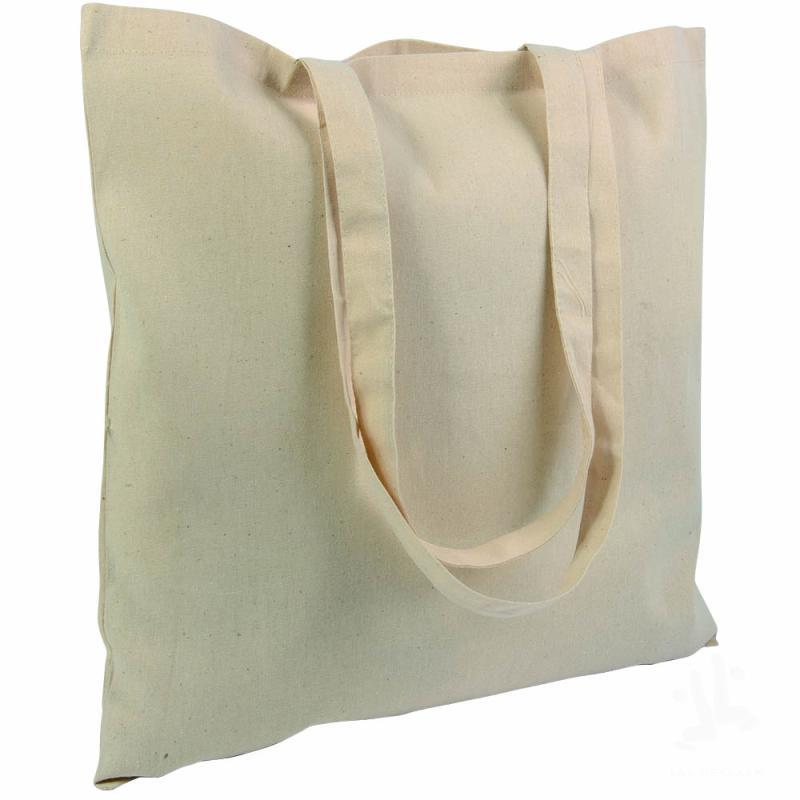 Cotton shopping /carrying bag with long handles, 220 gr. Size 38 x 42 cm. Handles 75 x 2,5 cm