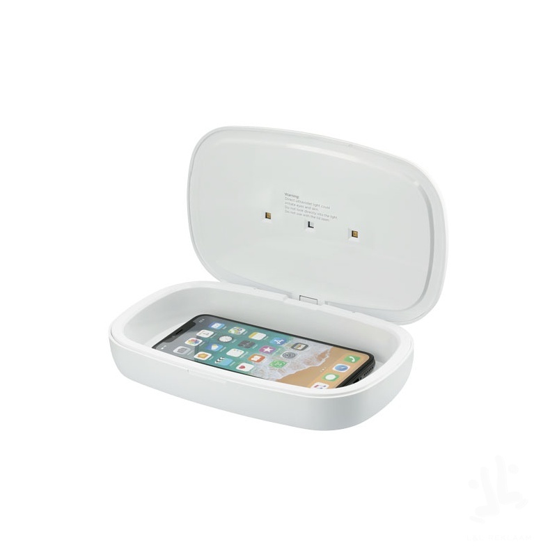 Mobiiltelefoni UV-desinfitseerimiskapsel koos 5 W juhtmevaba laadijaga