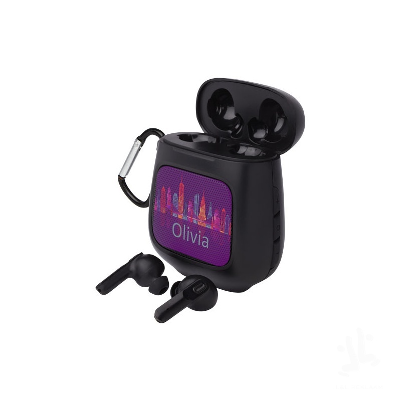 Wireless earbuds top and speaker
