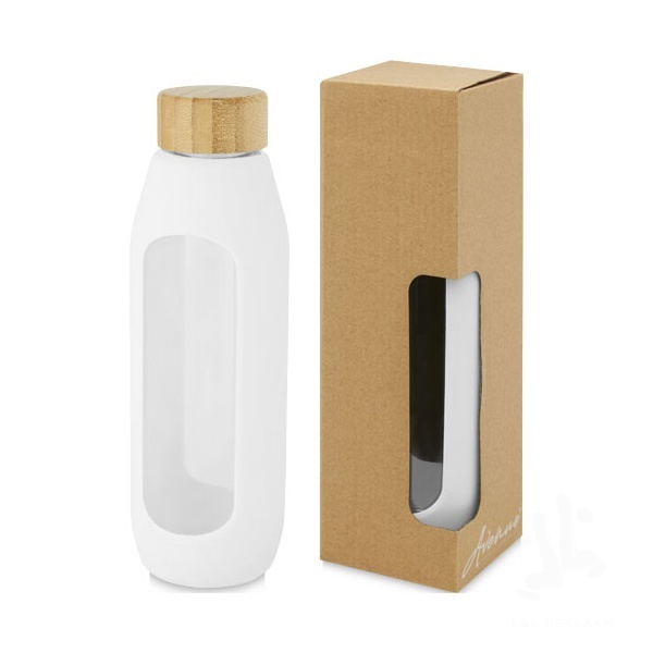 Tidan 600 ml borosilicate glass bottle with silicone grip