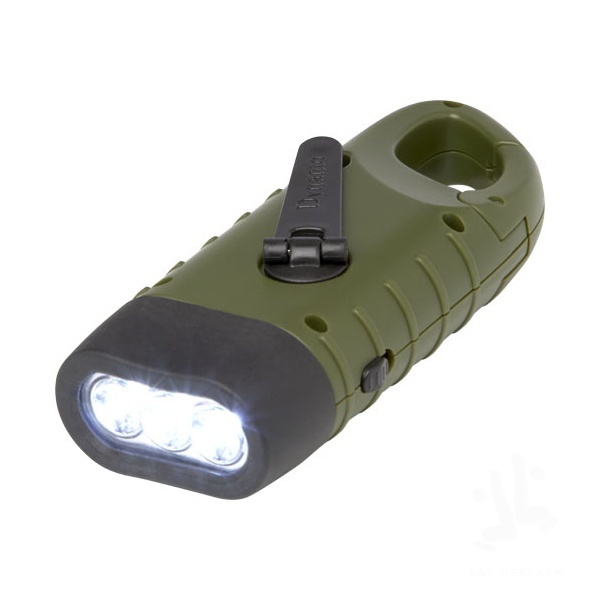 Helios recycled plastic solar dynamo flashlight with carabiner