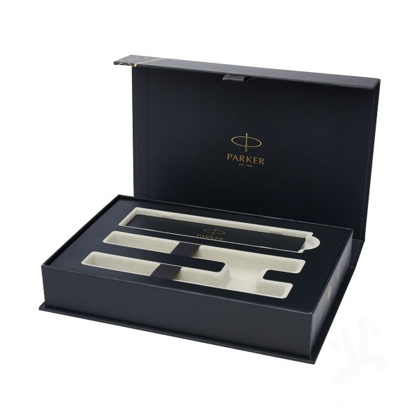 Parker IM achromatic ballpoint and rollerball pen set with gift box