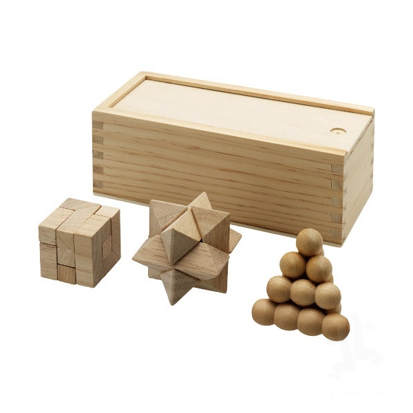 Brainiac 3-piece wooden brain teaser set