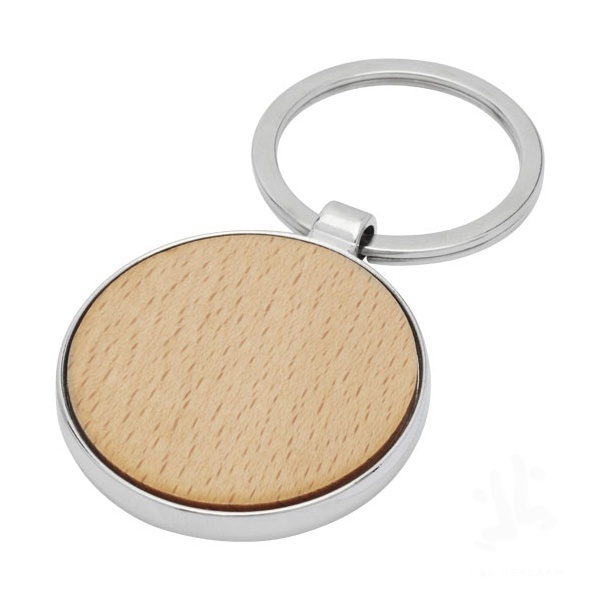 Moreno beech wood round keychain