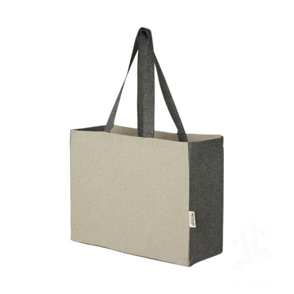 Pheebs 190 g/m² recycled cotton gusset tote bag with contrast sides 18L