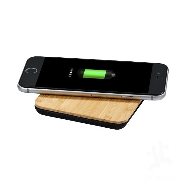 Leaf bamboo and fabric wireless charging pad