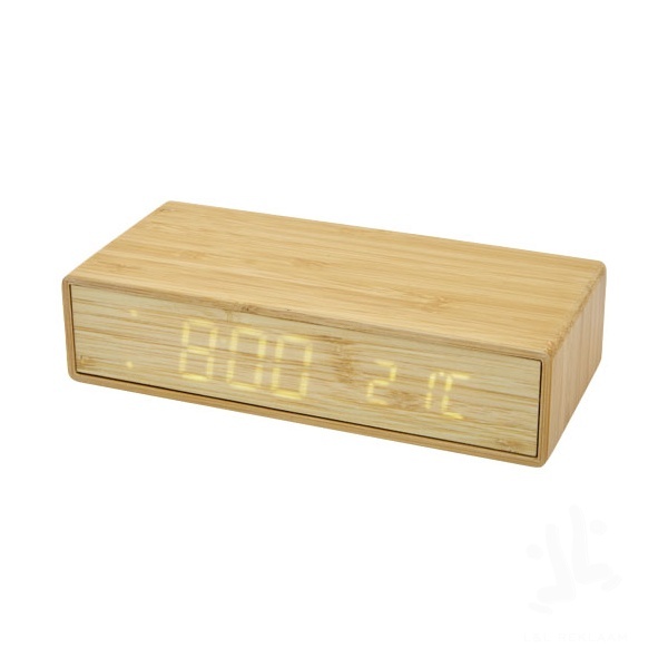 Minata bamboo wireless charger with clock