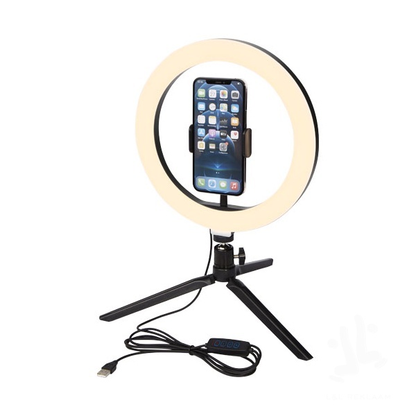 Studio ring light with phone holder and tripod