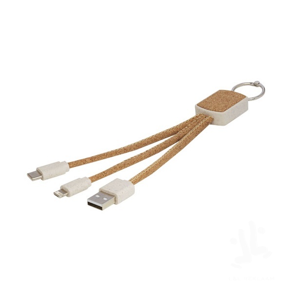 Bates wheat straw and cork 3-in-1 charging cable