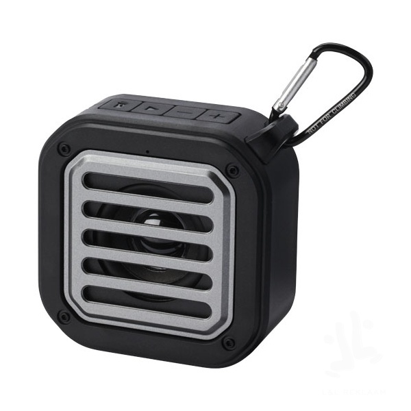 Solo 3W IPX5 RCS recycled plastic solar Bluetooth® speaker with carabiner