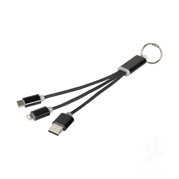 Metal 3-in-1 charging cable with keychain