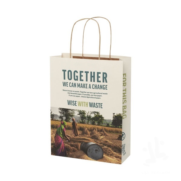 Agricultural waste paper bag with twisted handles - medium