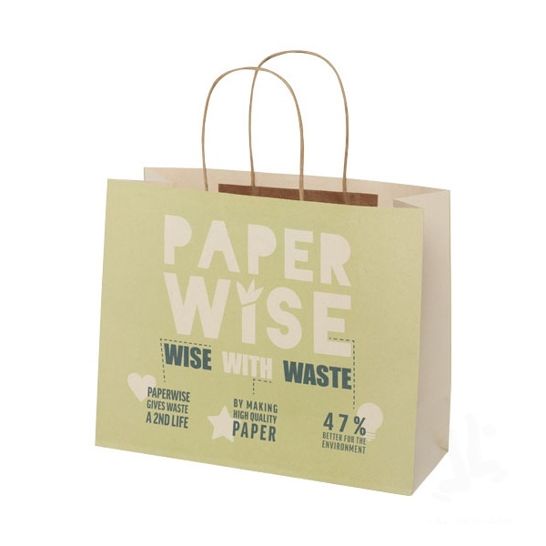 Agricultural waste paper bag with twisted handles - large