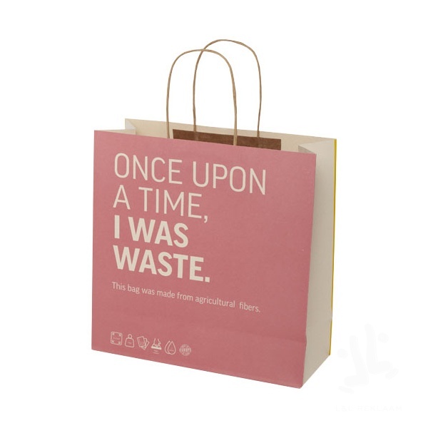 Agricultural waste paper bag with twisted handles - X large