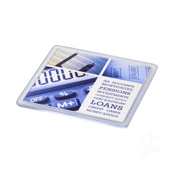 Ellison square plastic coaster with paper insert