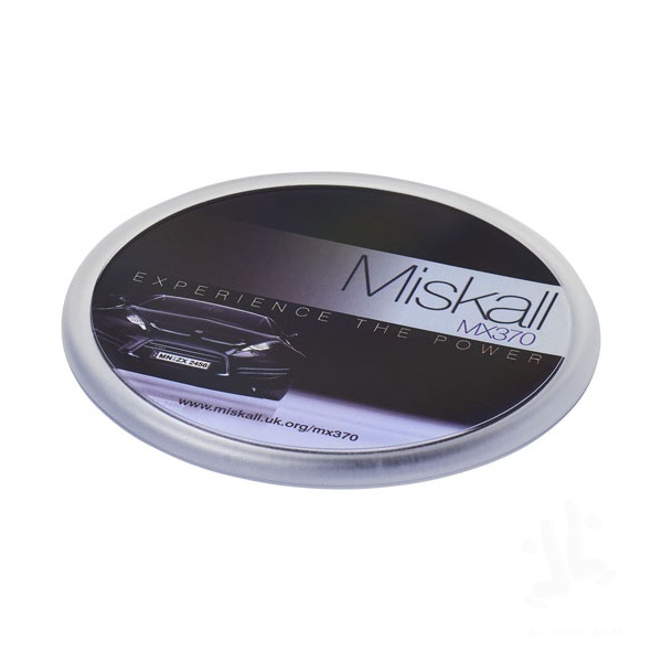 Ellison round plastic coaster with paper insert