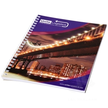 Desk-Mate® A4 spiral notebook with printed back cover