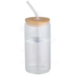 Mirage 500 ml single-walled borosilicate glass jar with bamboo lid