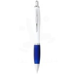 Nash ballpoint pen with white barrel and coloured grip