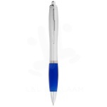 Nash ballpoint pen silver barrel and coloured grip