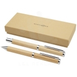 Apolys bamboo ballpoint and rollerball pen gift set