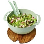 Lucha wheat straw salad bowl with servers