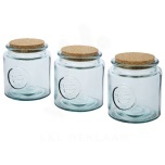 Aire 800 ml 3-piece recycled glass jar set