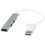 Alkaid 4-port recycled aluminium USB-A and Type-C hub with dual input