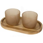 Male puinen tarjoilualusta- ja lasikuppisetti. Mattapintainen.