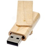 Pöörleva logoplaadiga puidust USB mälupulk