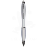 Curvy ballpoint pen with frosted barrel and grip