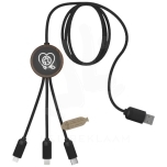 SCX.design C36 3-in-1 rPET light-up logo extended charging cable with round bamboo casing
