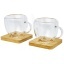 Manti 2-piece 100 ml double-wall glass cup with bamboo coaster