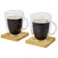 Manti 2-piece 350 ml double-wall glass cup with bamboo coaster