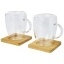 Manti 2-piece 350 ml double-wall glass cup with bamboo coaster